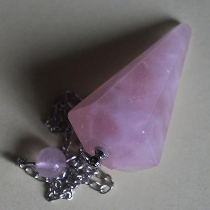Faceted Mixed gemstone crystal pendulum point reiki chakra pendant bead Chain 6''