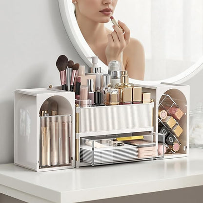 Modular Makeup Organizer, Clear Acrylic Cosmetic Storage Box with Drawer, Vanity Countertop Organizer for Makeup, Skincare and Beauty Accessories – Multiple Styles