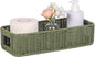 Storage Wicker Basket Decor: Green Decorative Storage Bin for Countertop and Shelves - Waterproof Toilet Paper Basket over Toilet Tank