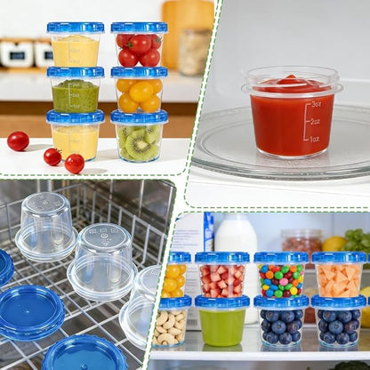 12 Pack 4oz Small Freezer Storage Containers with Twist Top Lids Airtight, Mini Reusable Plastic Food Storage Containers with Lids for Snack Condiment Salad Dressings Sauces Soup, Condiment Sauce Cups