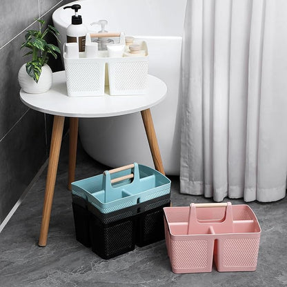 rejomiik Portable Shower Caddy Basket Plastic Cleaning Caddy Organizer Storage Tote with Handle for Bathroom, College, Dorm Room Essentials, Blue