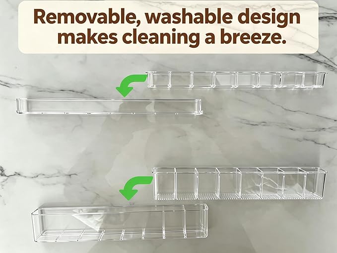 9.8 inch double-layer removable and washable Large Acrylic Cabinet Straw Holder Organizer with Traceless Nano Adhesive – Space-Saving Storage Rack for Cabinet Door, Clear Straw Cabinet Holder
