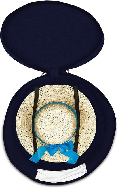 Hat boxes for Women Storage Large Round Blue 17 x 11
