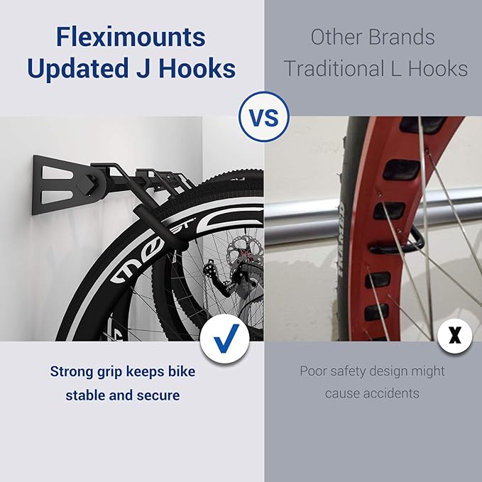 FLEXIMOUNTS 4 Bike Storage Rack, Heavy Duty Wall Mount Hanger for Home & Garage, Holds Up to 200lbs