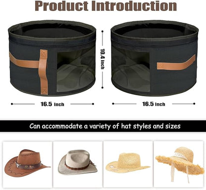 STARGAZ Oversized Clear Hat Storage Bag, Hat boxes for women storage, Cowboy hat storage, Hat accessories, hat organizer for closet, hat travel case with Handle, Holds Up to 10 Hats(Black 2 Pack)