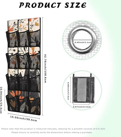 Black Cat Over The Door Shoe Organizer 12 Pockets Wall Hanging Storage for Kids Room Rabbit Door Hanger Organizer Mesh Fabric Shoe Holder Hanger for BedRoom