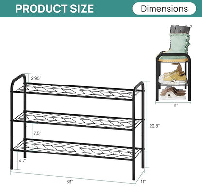 viewcare Shoe Rack for Closet, 3-Tier Long Shoe Rack for Entryway & Garage, Sturdy Metal Construction, Shoe Organizer Holds 8-12 Pairs