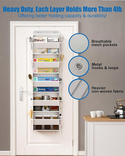 Over The Door Storage Organizer, RV Bathroom Organizer, Over The Door Organizer Camper Storage and Organization, 5 Shelf Hanging Over Door Organizer for Camper, Bathroom, Bedroom, Closet-Beige
