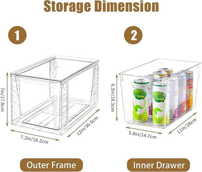 6Pack Stackable Kitchen Storage Organizer, Pantry Organizers and Storage, Clear Foods Organizer Bins with Handles, Easily Assemble for Bathroom, Kitchen, Pantry, Cabinet, Closet