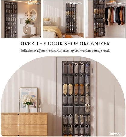 homyfort Over the Door Shoe Organizer, 40 Large Breathable Mesh Pocket,Space Saving Hanging Shoe Rack,Shoe Storage Holder for Entryway Bedroom Closet