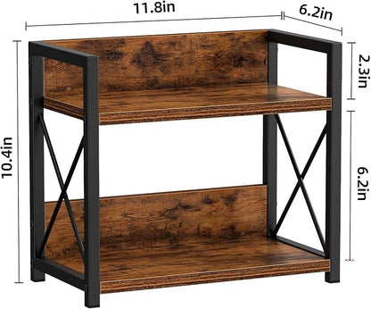 Giikin Countertop Shelf Organizer, 2 Tier Kitchen Spice Rack for Countertop, Wood Coffee Counter Shelf Organizer for Home (Brown, S)