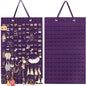 Resovo Hanging Earrings Organizer, Wall Earring Holder with 2 Hooks, Holds Up To 300 Pairs, Compact Design, Soft Material-Dark Purple