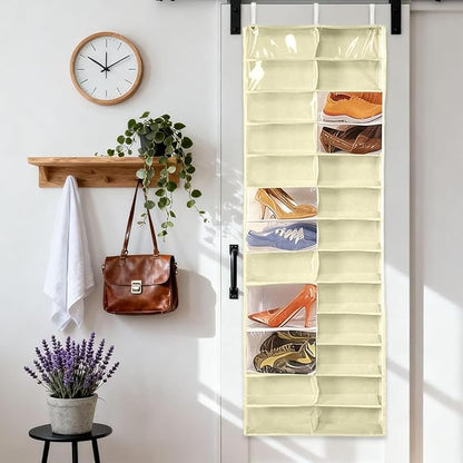 Hoodie Organizer Ideas,Hoodie Sweatshirt Storage Hack with Clear See,Hoodie Sweatshirt Organizer over the Door,26 Pockets Folding Hanging Door Closet,63" X 22" Foldable Behind the Door Organizer (#A)
