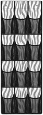Zebra Stripes Over The Door Organizer 12 Pockets Door Hanging Shoe Organizer Mesh Fabric Wall Hanging Storage for Closet Space Saving Shoe Holder Hanger