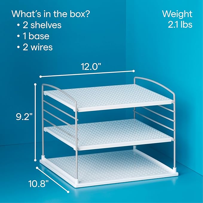 YouCopia UpSpace Cabinet Box Organizer, Adjustable Kitchen and Pantry Shelf for Plastic Wrap and Foil Storage, Large