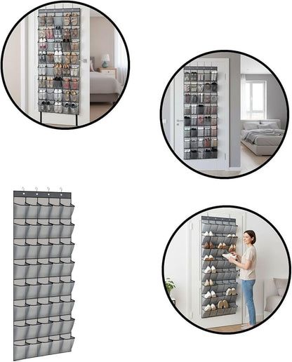 Over the Door Shoe Organizer for Bedroom Door with Multiple Pockets - Hanging Shoe Storage Bag Caddy