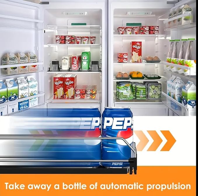 Soda Can Dispenser for Refrigerator, Plastic Automatic Drink Dispenser That Accommodates Up to 25 Cans, Designed with 5 Rows.