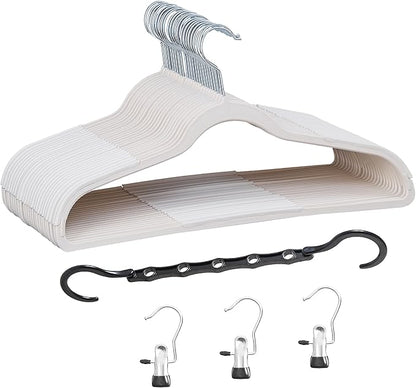 VECELO 25 Pack Clothes Hangers, Non-Slip Plastic Coat Hanger, 360°Swivel Hook & Space Saving for Bedroom Closet, Great for Shirts, Pants, Excellent Heavy Duty