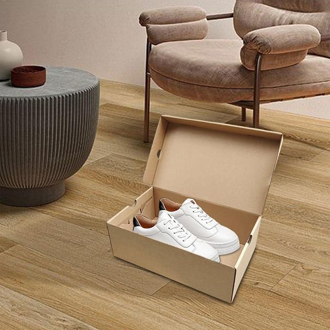 Gralara Shoe Storage Box, Shoes Display Case, Easy Assembly Shoes Holder, Dustproof Shoes Organizer for Under Bed Home Entryway, 35cmx25cmx12cm