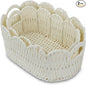 Coeusy Paper Rope Scalloped Basket Set of 2,Hand-woven Storage Baskets for Shelves,Nursery,Books,Toys,Cute Boho Decor Baskets for Organizing,White