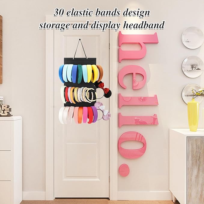Hanging Headband Holder For Girls,Felt Headband Organizer Headband Storage Holder Organizer For Headband (Without Headbands) (Black)