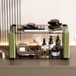 2-Tier Modern Minimalist Display Shelf, Multi-Purpose Organizer for Makeup,Perfume, Mugs, Figures, Clear Desktop Storage with Sturdy Frame for Bathroom, Kitchen, Office, and Home Decor Green