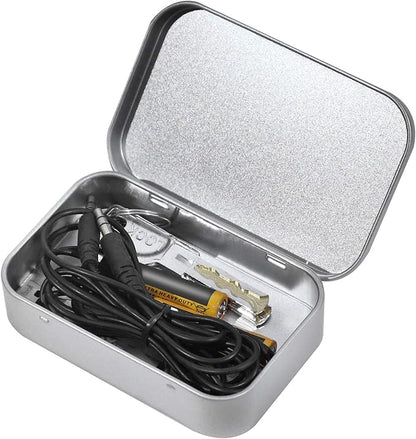 KINJOEK 42 PCS Metal Rectangular Empty Hinged Tins, 3.7 x 2.4 x 0.8 Inch Portable Sealed Containers Storage Boxes with Lids for Small items, Silver