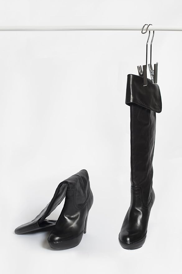 On Sale! The Boot Hanger in Black - Shoe Storage Space Saver (Set of 3); Boot Hanger, Boot Holder, Boot Clips (BLACK)