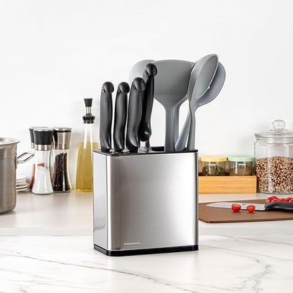 Restaurantware Stainless Steel Utensil Holder 1 Count 7.7 x 4.6 x 7.8 Inches Durable Cutlery Storage Flatware Organizer Rust-Resistant Sink Caddy Silver Kitchenware Holder