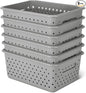 Amazon Basics Decorative BPA-Free Plastic Storage Baskets, 9.9 x 7.4 x 4.16, Grey, Pack of 6