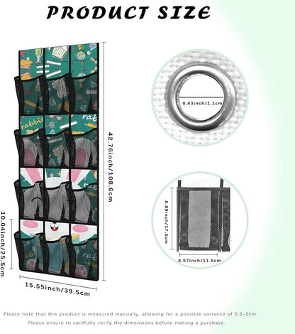Rabbit Over the Door Shoe Organizer,12 Large Breathable Mesh Pockets,Space Saving Hanging Storage Holder,Closet Rack Hanger Hangs on Closets for Shoes,Accessories,Home Essentials