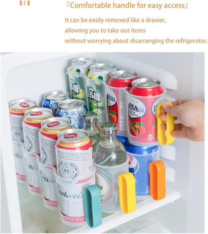 Soda Can Organizer，Can Storage Box with Handle Transparent Reusable for Fridge Pantry Freezer Kitchen(Orange)
