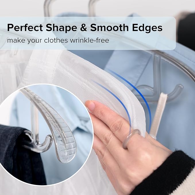 Clear Plastic Hangers, 16" Heavy Duty Clothes Hangers, Durable Closet Hanger for Shirt, Coat and Dress(15 Pack)