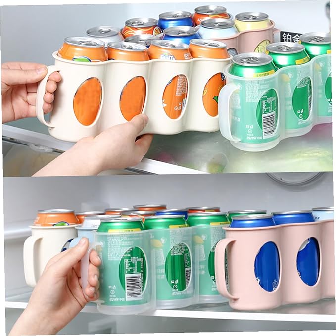 2pcs Bottle Can Organizer Hand Pull Type Section Plastic Refrigerator Pantry Storage