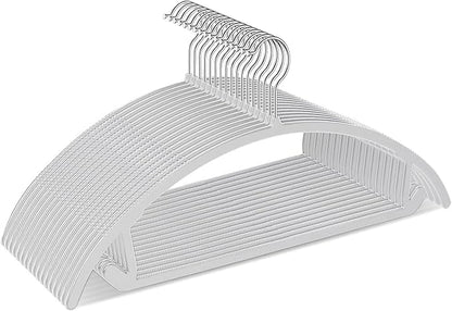 UNEED Hangers 32 Pack, Plastic Non-Slip Black Hangers, No Shoulder Bumps, Curved Design to Protect Clothes Shape (Grey)