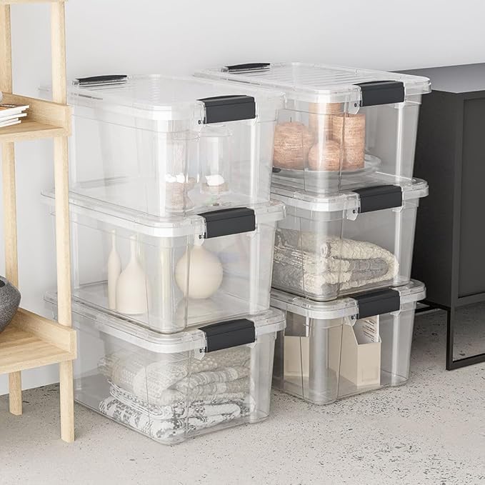 Superio Clear Storage Boxes with Lids, 1.27 Quart Plastic Container Bins for Organizing, Stackable Crates, BPA Free, Non Toxic, Odor Free, Organizers for Home, Office and Dorm, 10 Pack