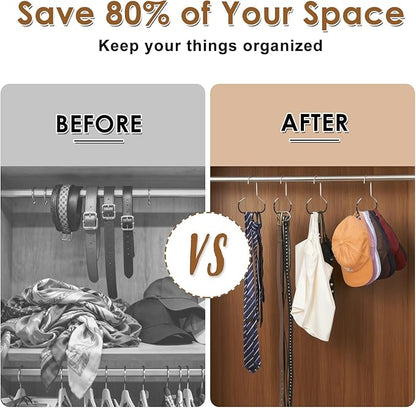 Hat Organizer Belt Hanger for Closet 8Pcs Black Baseball Caps Organizer for Closet Hat Racks for Belt Ties Tank Tops