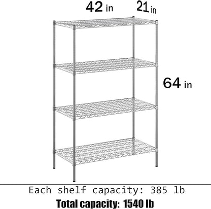 21" Deep x 42" Wide x 64" Height Wire Shelving Kit | 4-Tier | NSF Commercial Storage Rack Unit