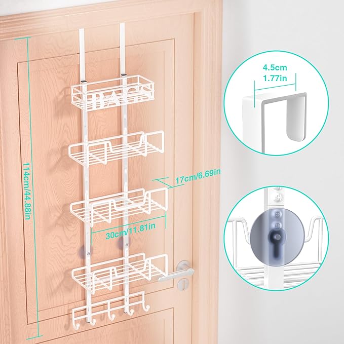 HapiRm Over Door Purse Organizer - Adjustable Purse Storage Rack with Bags Design Metal Basket, Wall Mounted Handbag Organizer, Hanging Handbag Holder, Can Use As 1/2 Part Detachable, White
