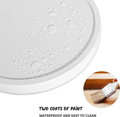 Wood Lazy Susan Organizer Kitchen Turntable for Cabinet Farmhouse Bathroom Decor Round Decorative Tray for Vanity, Counter, Sink, Coffee Table, 10 Inch, White