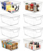 MOONEDGE Small Clear Plastic Storage Bins with Lids and Handles,Stackable Small Item Organizer Containers for Vanity,Craft,Office,Fridge,Kitchen,Pantry,Bathroom,Closet – 8 Pack (10×6×5 in)