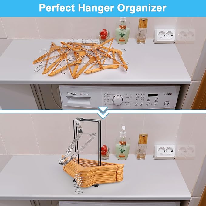 Hanger Stacker 2 Pack, Clothes Hanger Holder Organizer for Closet Laundry Room, Organizer Stacker for Coat Wire Hangers,Hanger Rack Stand Caddy for Adult Kids Velvet Pants Hangers Storage