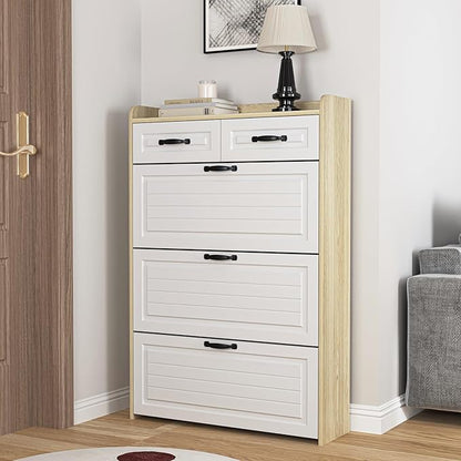 VERYKE Shoe Storage Cabinet for Entryway with 3 Flip Drawers and 2 Top Drawers,Large Shoe Rack Organizer Cabinet for Closet,Hallway