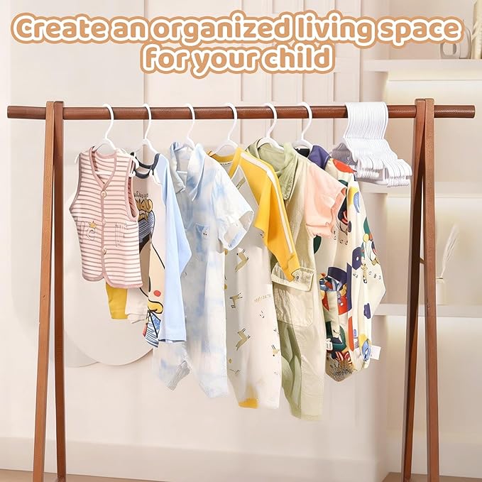 Baby Hangers 100 Pack 10.35 & 11.97 Inch Each 50 Pack Kids Clothes Hangers Plastic Infant Hangers for Closet Infant & Children Clothing Pants Coats Skirts (White)