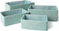 Storage Baskets Set 4 - Stackable Woven Basket Paper Rope Bin, Storage Boxes for Makeup Closet Bathroom Bedroom (Light Green)
