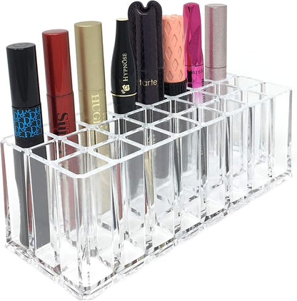 Acrylic Eye Mascara Organizer Makeup Storage Organization Refillablle Container Beauty Display Case 24 Space to Organize Tall Eye Lash Mascara