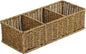 Waterproof Wicker Basket With 3 Compartments, Hand Woven Bathroom Counter Organizer, Small Storage Basket for Toilet Paper Storage, Countertop Shelf Toilet Tank (Light Brown)