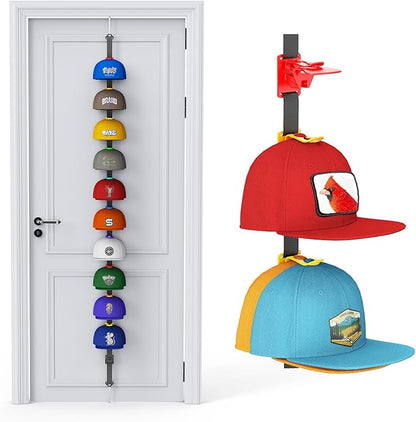 AXU Hat Rack for Door, Hat Organizer for Baseball Caps, Over the Door Hat Storage Organizer - Holds 10-20 Caps | Rainbow, 1 Straps
