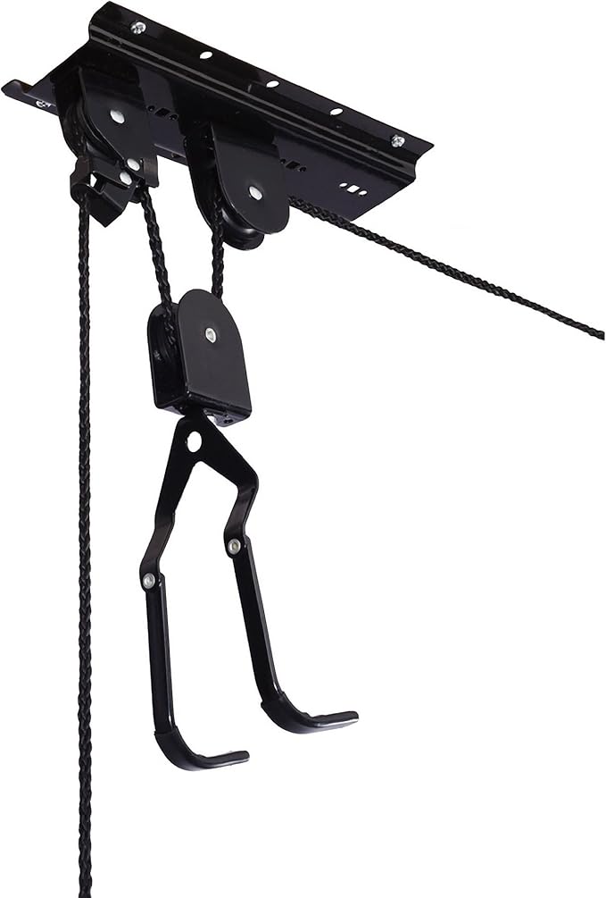 Bike Hanger - Overhead Hoist Pulley System with 100lb Capacity for Bicycles or Ladders - Secure Garage Ceiling Storage by Rad Sportz