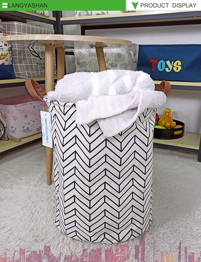 Laundry Basket Canvas Fabric Collapsible Organizer Basket for Storage Bin Toy Bins Gift Baskets Bedroom Clothes Children Nursery Hamper (Geometric)